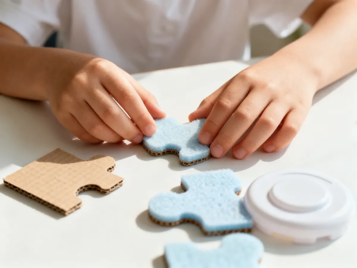 Bezpieczne elementy puzzli 3D z pianki, kartonu i plastiku