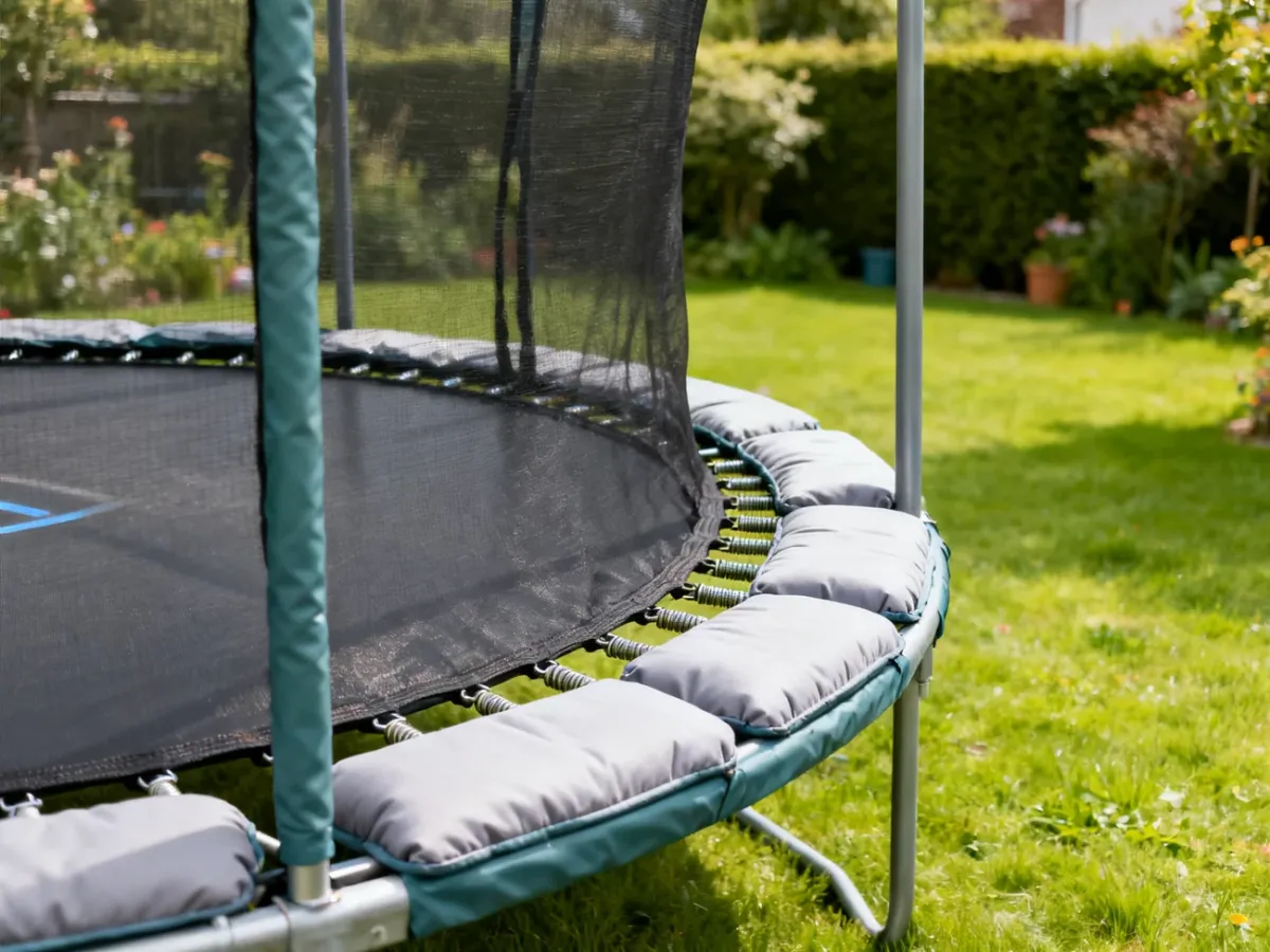Trampolina ogrodowa z wewnętrzną siatką i osłoniętymi sprężynami