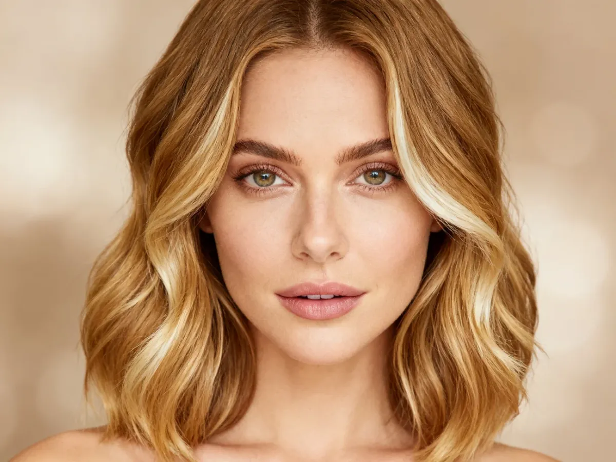 Falowany blond lob do ramion z objętością