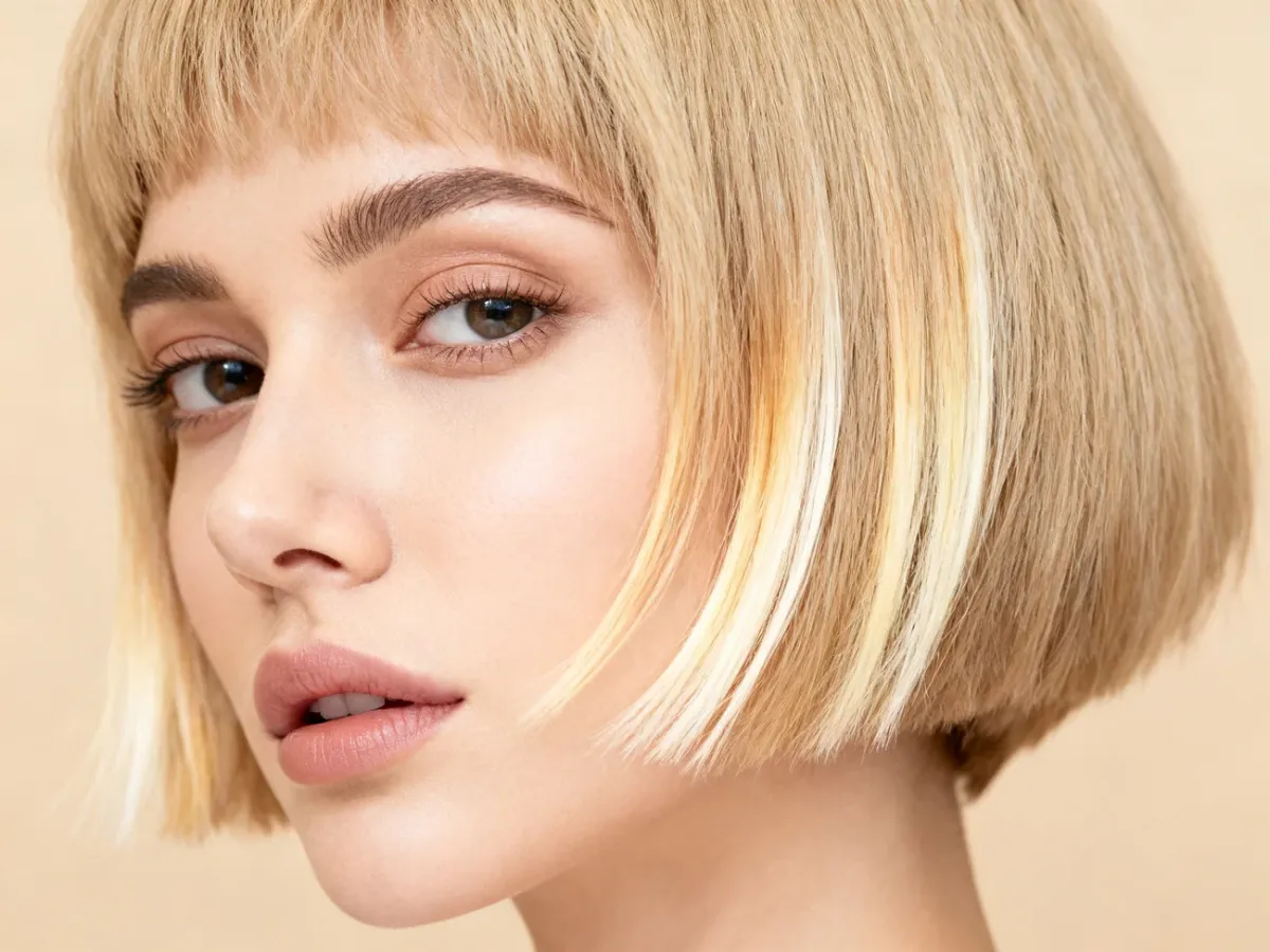 Krótkie blond fryzury z delikatnym balayage i jaśniejszymi pasmami przy twarzy